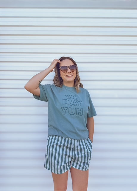 Seafoam "Vi Day Yuh" tee